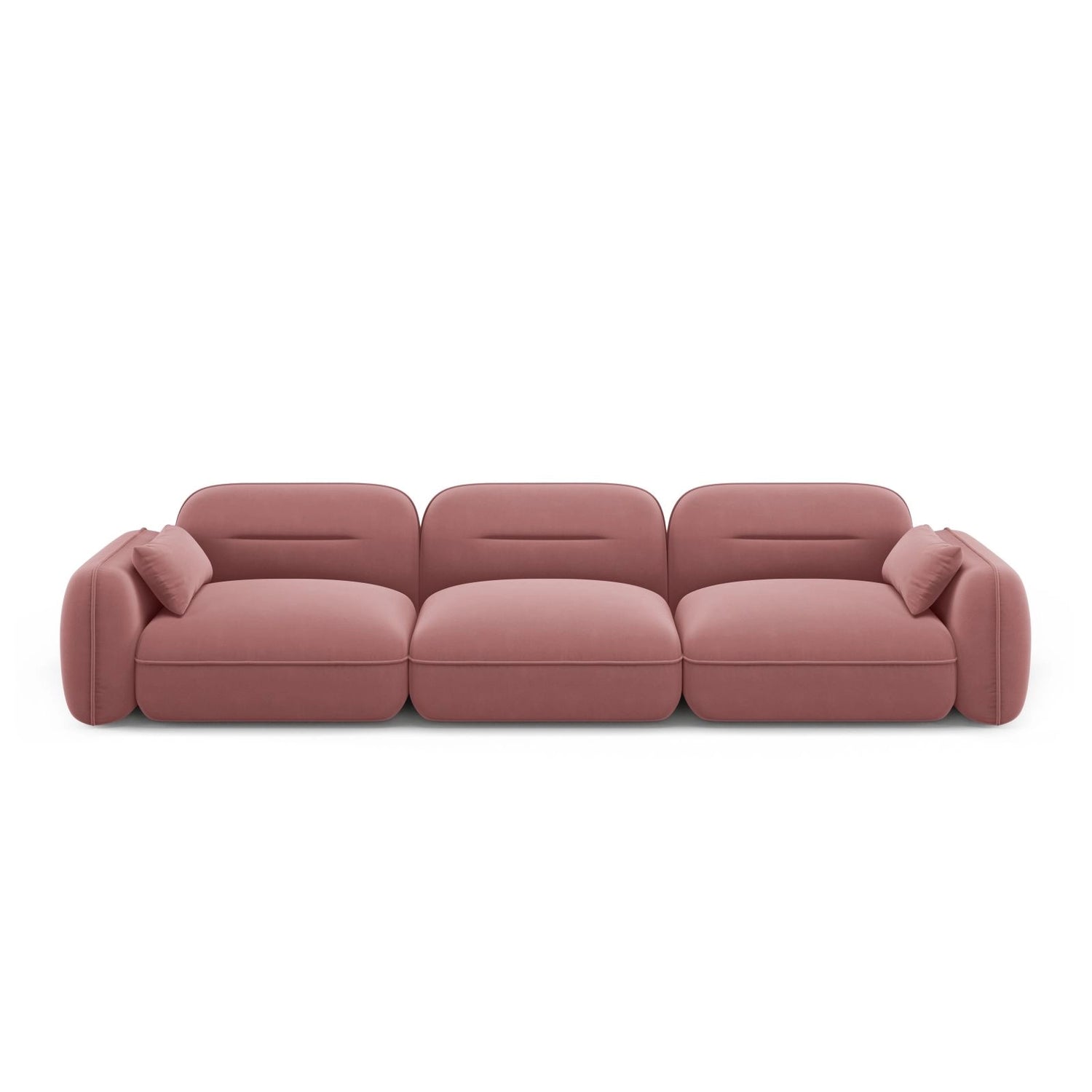 Sydney 4-Sitzer Sofa aus Samt in Flamingo (Casino Salmon), 320x90x70 cm von Cosmopolitan Design – Bild 1