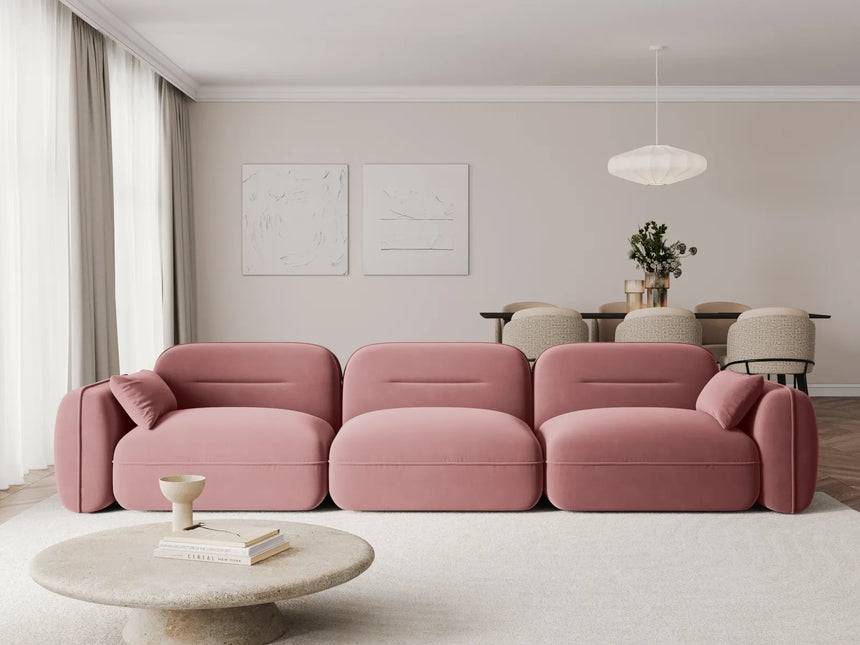 Sydney 4-Sitzer Sofa aus Samt in Flamingo (Casino Salmon), 320x90x70 cm von Cosmopolitan Design – Bild 2