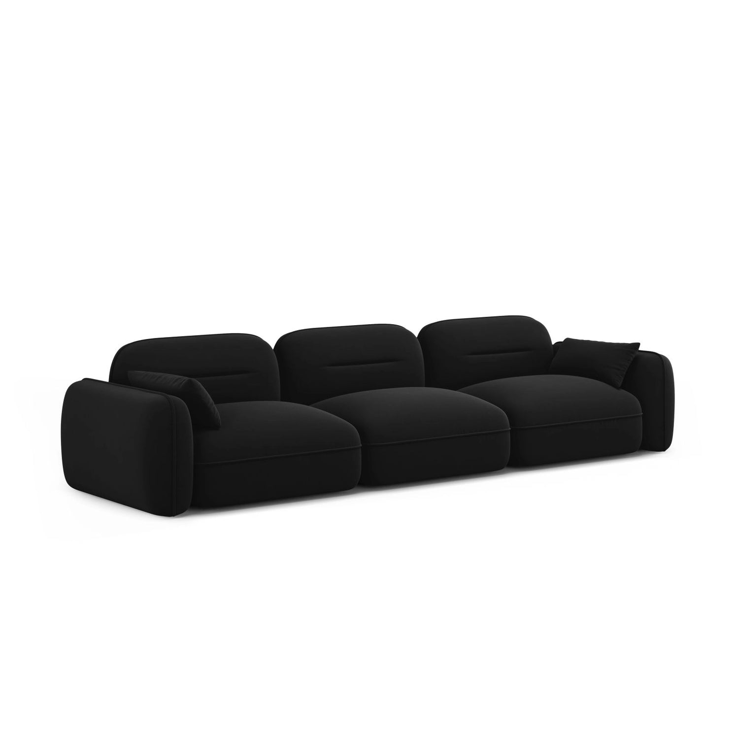 Sydney 4-Sitzer Sofa aus Samt in Schwarz (Casino Black), 320x90x70 cm von Cosmopolitan Design – Bild 4