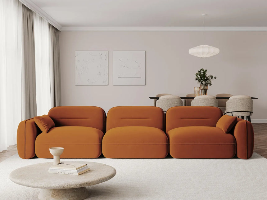 Sydney 4-Sitzer Sofa aus Samt in Terrakotta (Casino Terracota), 320x90x70 cm von Cosmopolitan Design – Bild 2