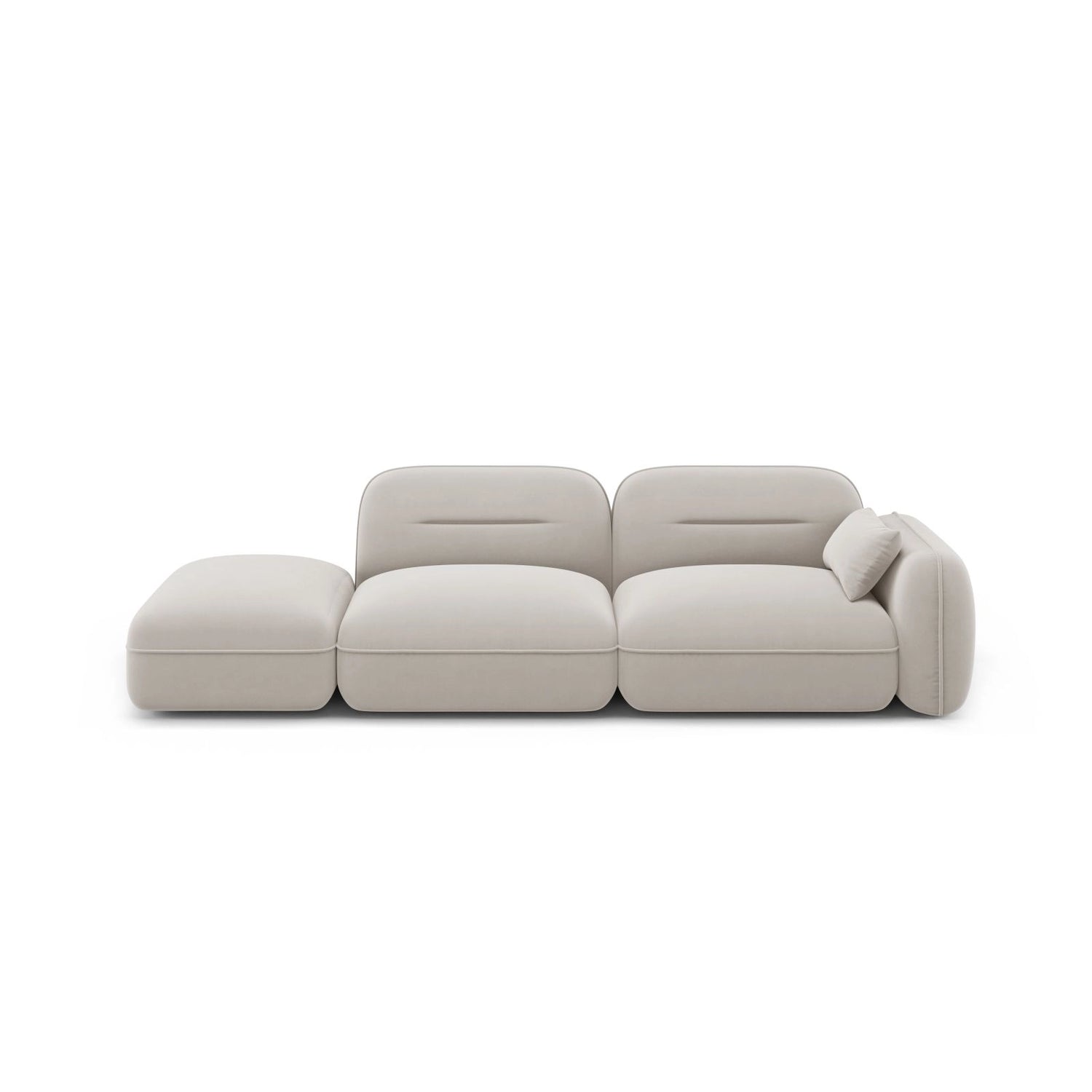 Sydney Modulares 3-Sitzer Sofa, Linke Seite, aus Samt in Leichtes Beige (Casino Pearl), 295x90 cm von Cosmopolitan Design – Bild 1