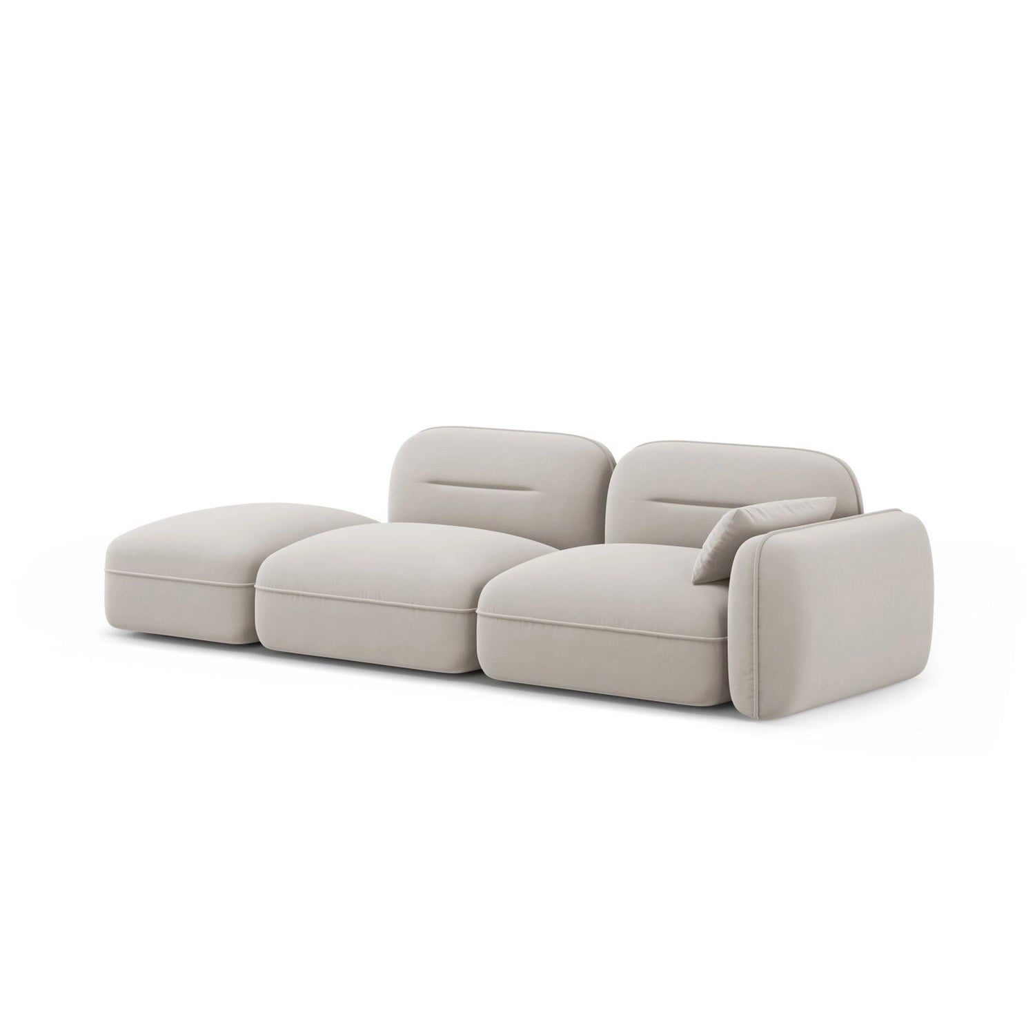 Sydney Modulares 3-Sitzer Sofa, Linke Seite, aus Samt in Leichtes Beige (Casino Pearl), 295x90 cm von Cosmopolitan Design – Bild 4