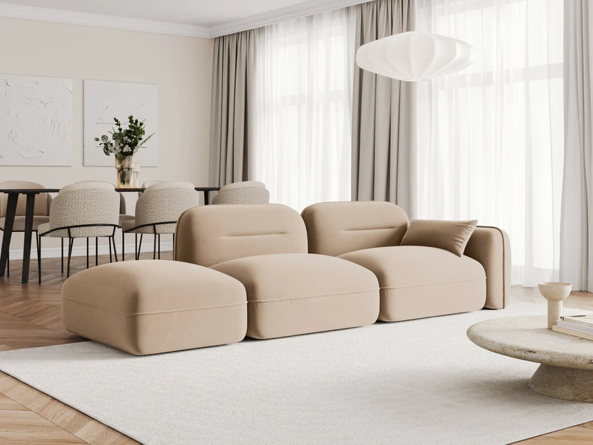 Sydney Modulares 3-Sitzer Sofa, Linke Seite, aus Samt in Sand (Casino Lion), 295x90 cm von Cosmopolitan Design – Bild 2