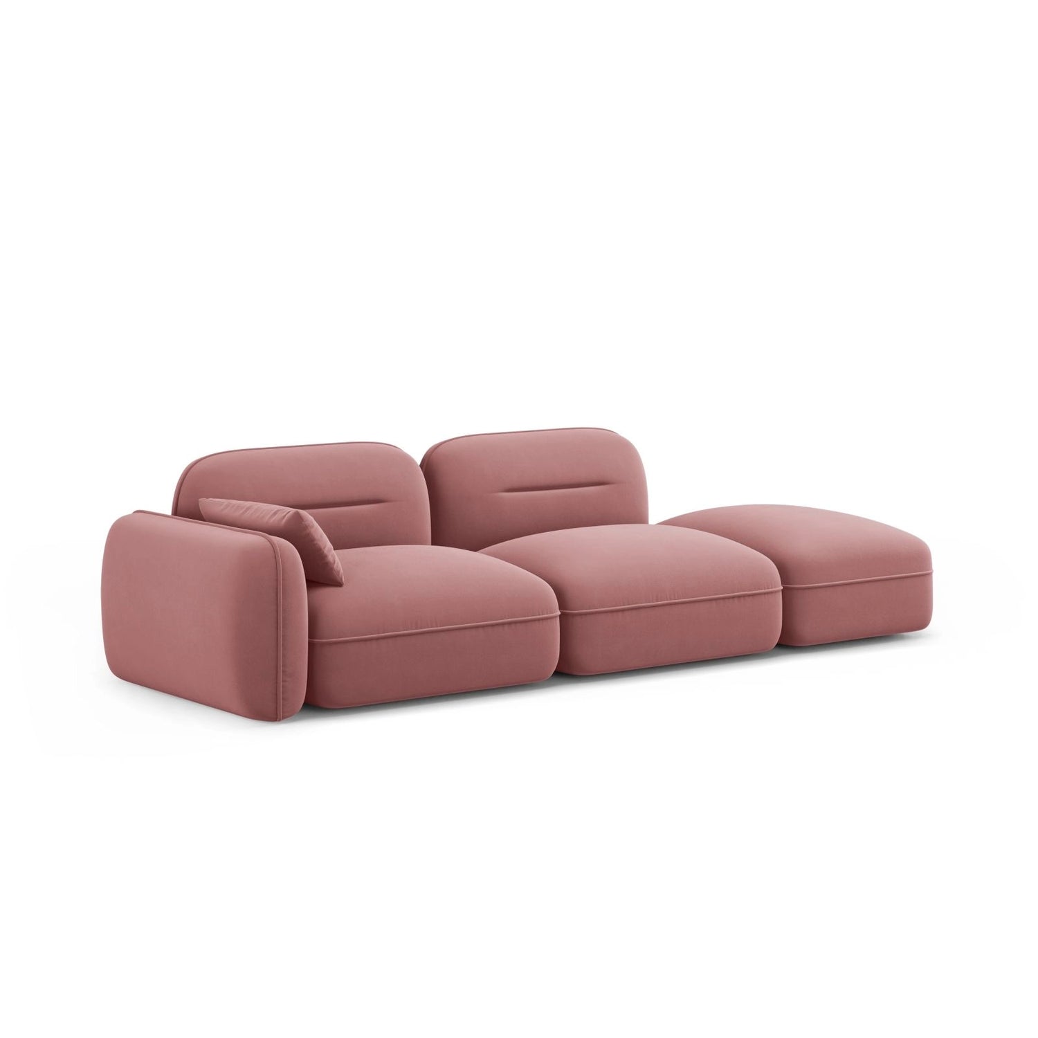 Sydney Modulares 3-Sitzer Sofa, Rechte Seite, aus Samt in Flamingo (Casino Salmon), 295x90 cm von Cosmopolitan Design – Bild 4