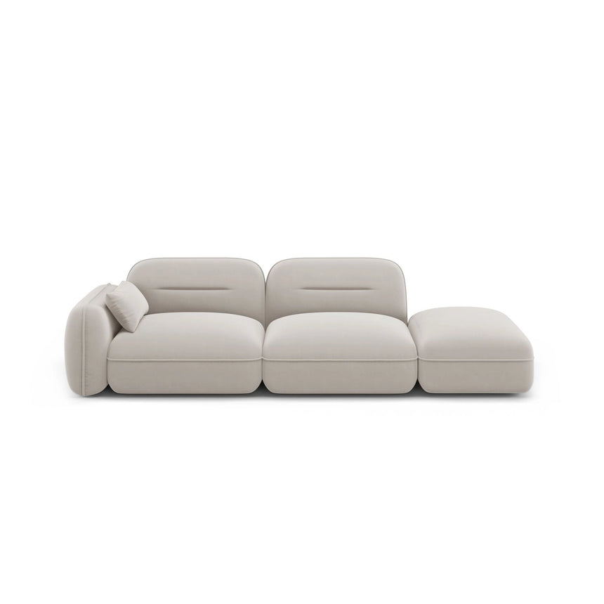 Sydney Modulares 3-Sitzer Sofa, Rechte Seite, aus Samt in Leichtes Beige (Casino Pearl), 295x90 cm von Cosmopolitan Design – Bild 1
