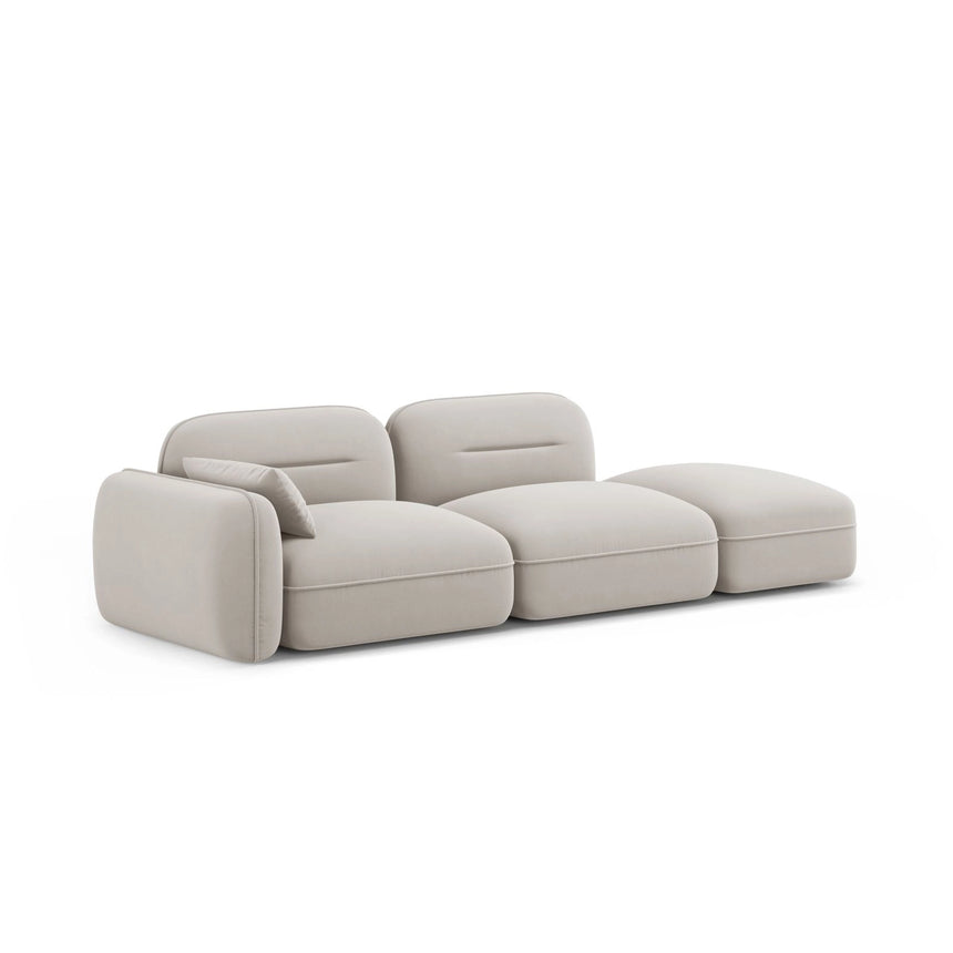 Sydney Modulares 3-Sitzer Sofa, Rechte Seite, aus Samt in Leichtes Beige (Casino Pearl), 295x90 cm von Cosmopolitan Design – Bild 4