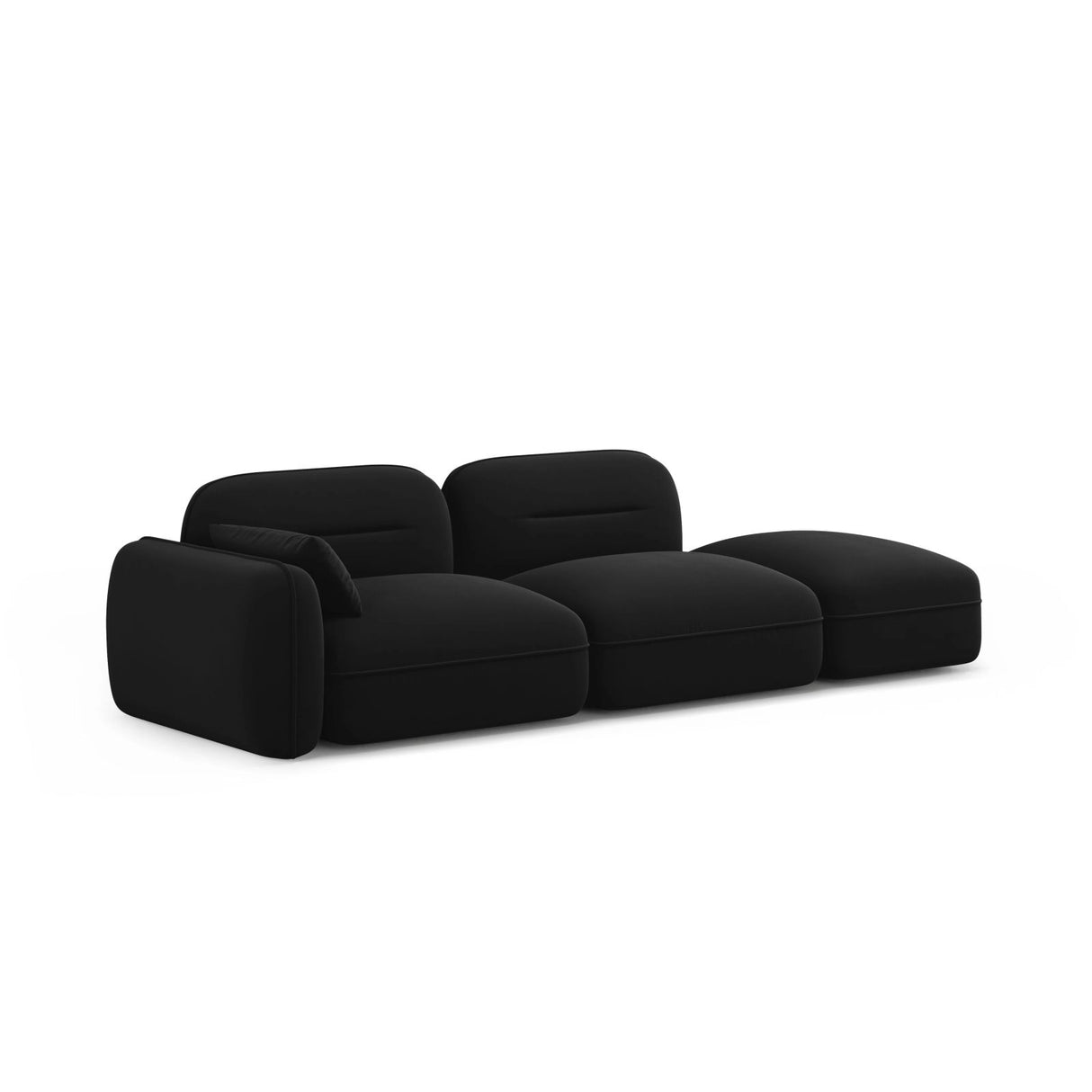 Sydney Modulares 3-Sitzer Sofa, Rechte Seite, aus Samt in Schwarz (Casino Black), 295x90 cm von Cosmopolitan Design – Bild 4