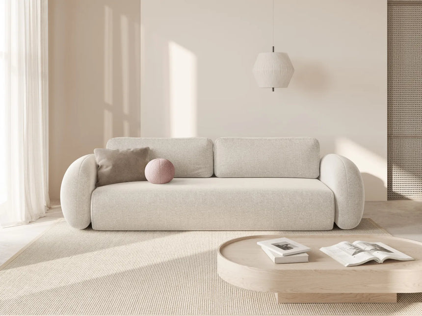 Tonale 3-Sitzer Sofa mit Schlaffunktion und Stauraum, aus Chenille in Hellbeige (Eden 2 Pearl), 262x105x88 cm von Cosmopolitan Design – Bild 2