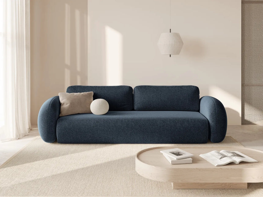Tonale 3-Sitzer Sofa mit Schlaffunktion und Stauraum, aus Chenille in Marineblau (Eden 16 Deep Blue), 262x105x88 cm von Cosmopolitan Design – Bild 2