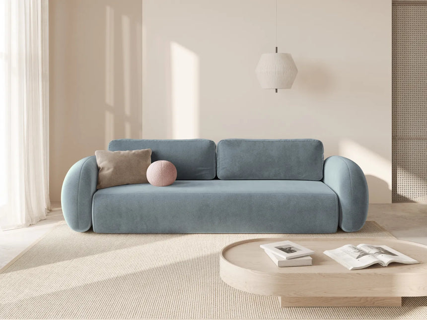 Tonale 3-Sitzer Sofa mit Schlaffunktion und Stauraum, aus Samt in Blaugrau (Magic Velvet 2224), 262x105x88 cm von Cosmopolitan Design – Bild 2