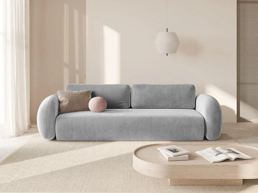 Tonale 3-Sitzer Sofa mit Schlaffunktion und Stauraum, aus Samt in Grau (Magic Velvet 2240), 262x105x88 cm von Cosmopolitan Design – Bild 2