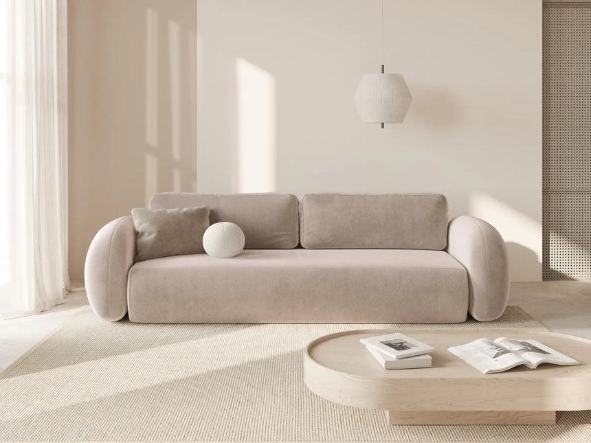 Tonale 3-Sitzer Sofa mit Schlaffunktion und Stauraum, aus Samt in Mandelbeige (Magic Velvet 2282), 262x105x88 cm von Cosmopolitan Design – Bild 2