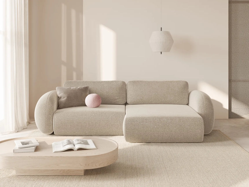 Tonale 4-Sitzer Ecksofa mit Schlaffunktion, ausklappbar, aus Chenille in Dunkelbeige (Eden 4 Beige), 262x149 cm von Cosmopolitan Design – Bild 2