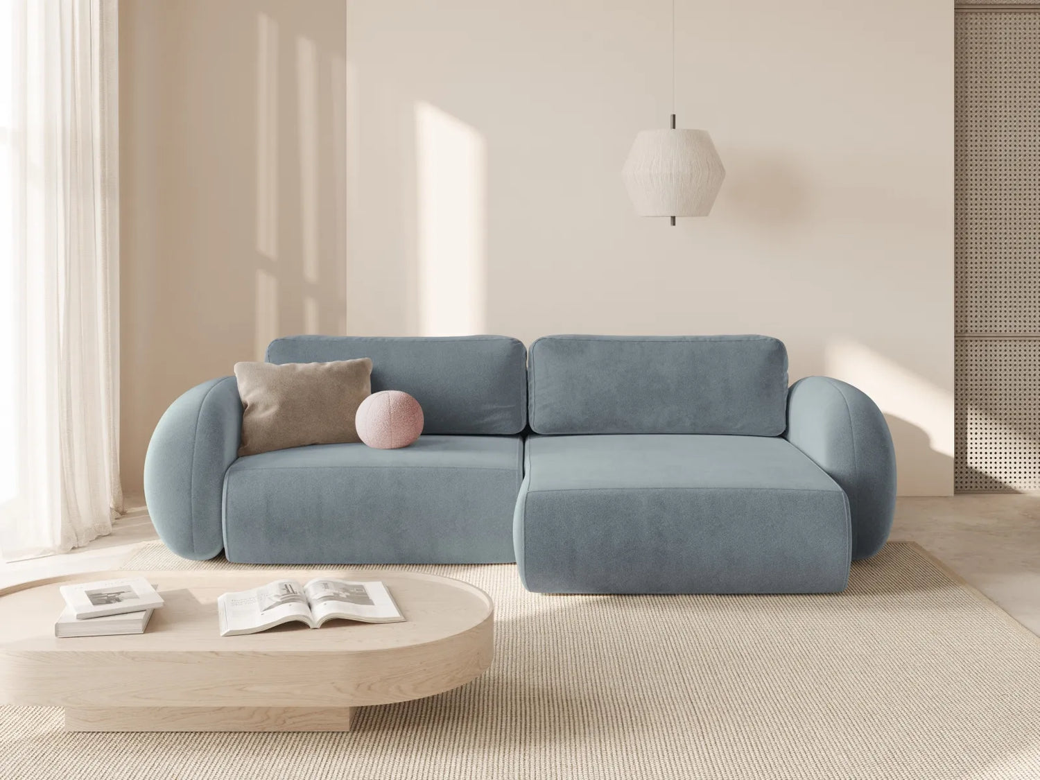 Tonale 4-Sitzer Ecksofa mit Schlaffunktion, ausklappbar, aus Samt in Blaugrau (Magic Velvet 2224), 262x149 cm von Cosmopolitan Design – Bild 2
