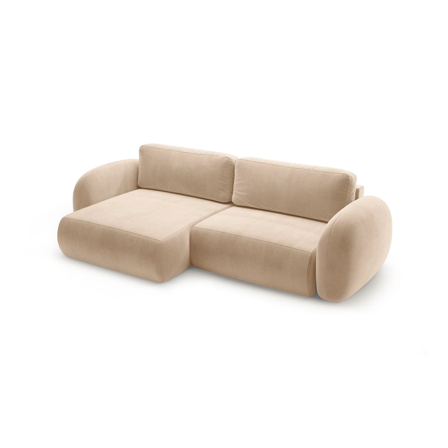 Tonale 4-Sitzer Ecksofa mit Schlaffunktion, ausklappbar, aus Samt in Mandelbeige (Magic Velvet 2282), 262x149 cm von Cosmopolitan Design – Bild 4