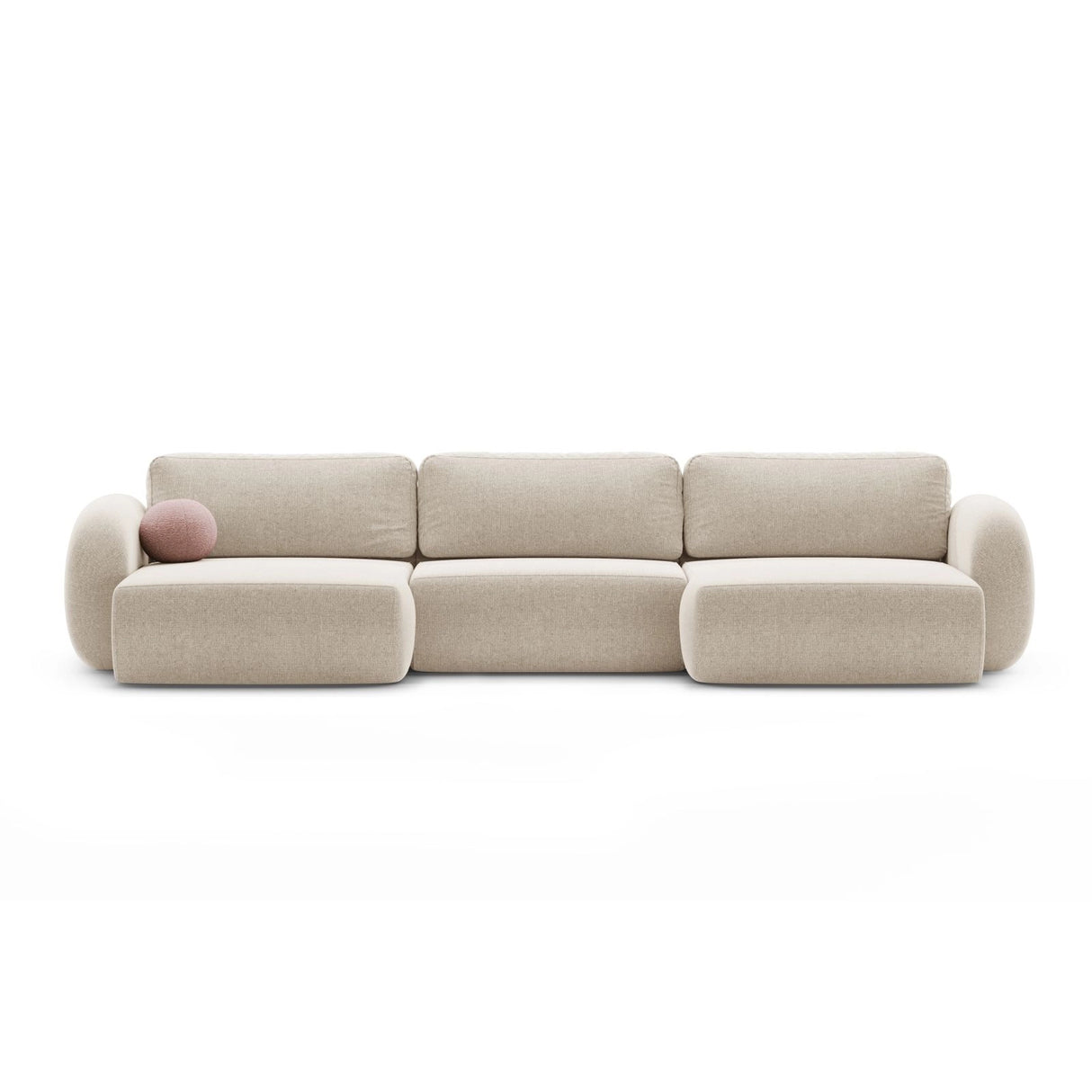 Tonale 5-Sitzer Panorama Sofa aus Chenille in Dunkelbeige (Eden 4 Beige), Beine in Schwarzes Plastik, 362x149x88 cm von Cosmopolitan Design – Bild 1