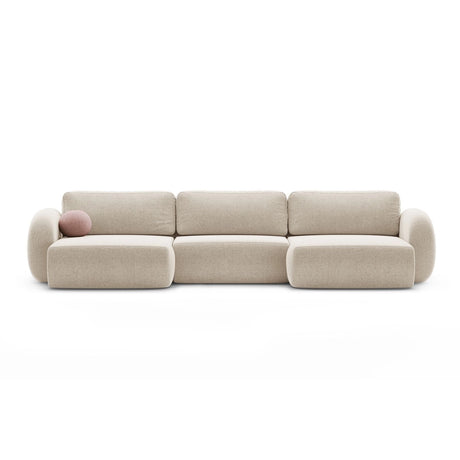 Tonale 5-Sitzer Panorama Sofa aus Chenille in Dunkelbeige (Eden 4 Beige), Beine in Schwarzes Plastik, 362x149x88 cm von Cosmopolitan Design – Bild 1