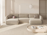 Tonale 5-Sitzer Panorama Sofa aus Chenille in Dunkelbeige (Eden 4 Beige), Beine in Schwarzes Plastik, 362x149x88 cm von Cosmopolitan Design – Bild 2