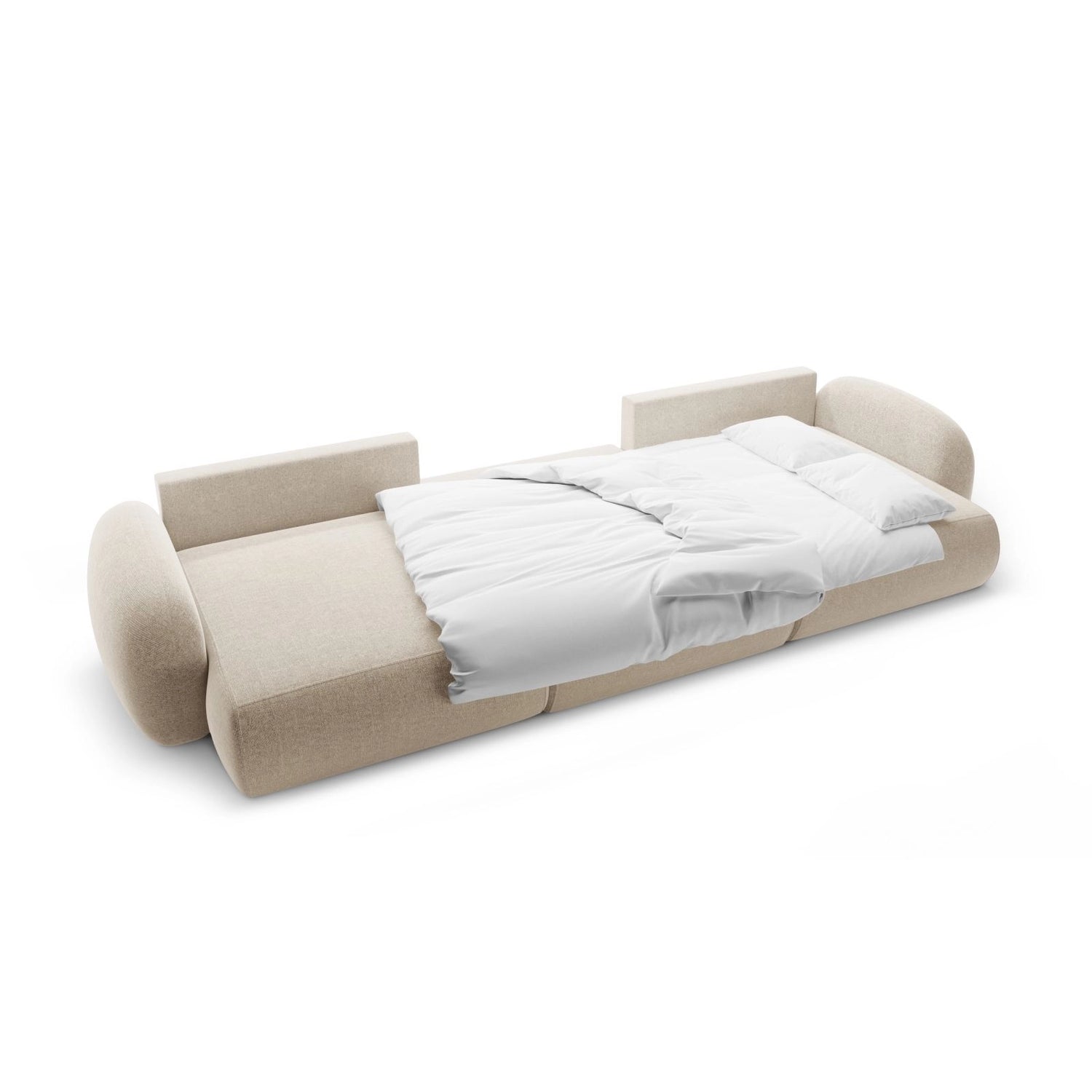 Tonale 5-Sitzer Panorama Sofa aus Chenille in Dunkelbeige (Eden 4 Beige), Beine in Schwarzes Plastik, 362x149x88 cm von Cosmopolitan Design – Bild 4