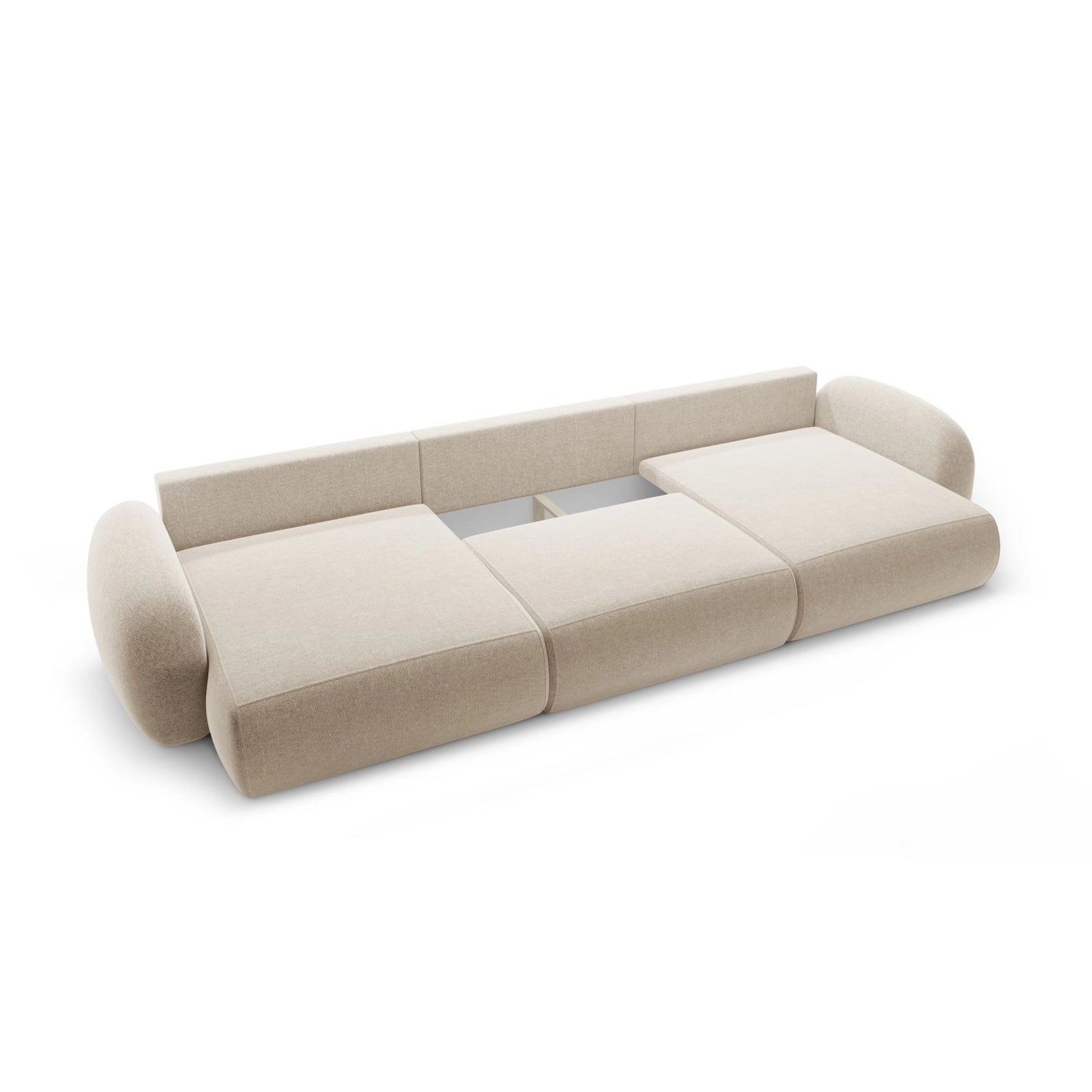 Tonale 5-Sitzer Panorama Sofa aus Chenille in Dunkelbeige (Eden 4 Beige), Beine in Schwarzes Plastik, 362x149x88 cm von Cosmopolitan Design – Bild 5