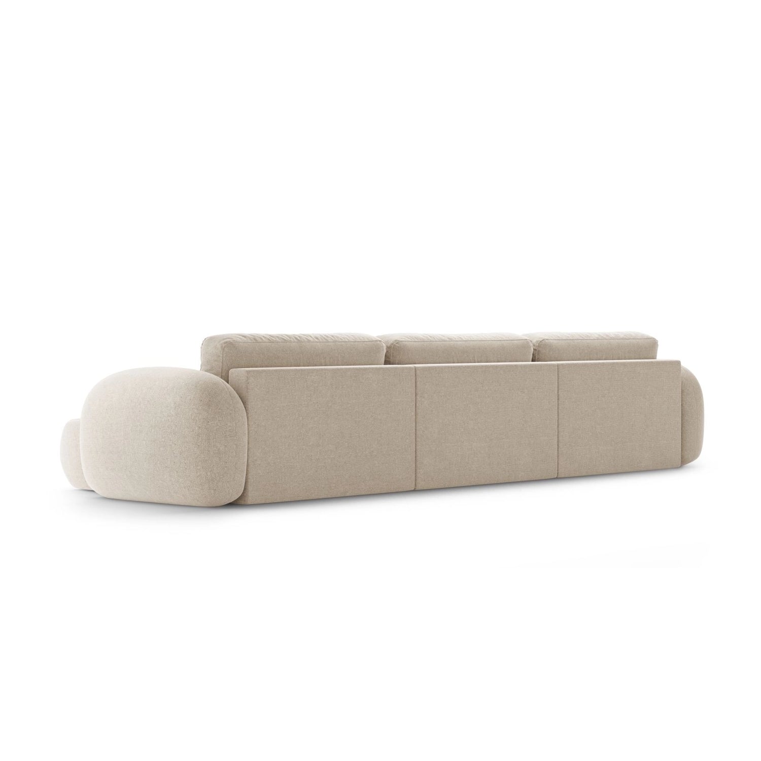 Tonale 5-Sitzer Panorama Sofa aus Chenille in Dunkelbeige (Eden 4 Beige), Beine in Schwarzes Plastik, 362x149x88 cm von Cosmopolitan Design – Bild 6