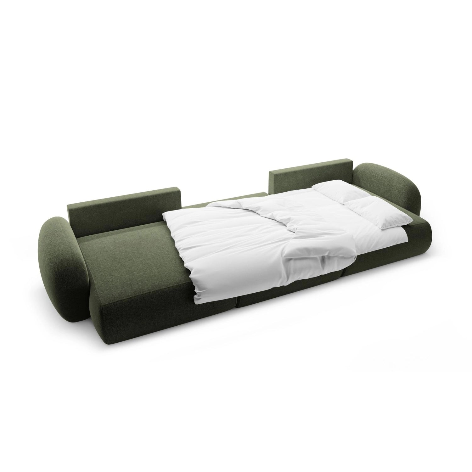 Tonale 5-Sitzer Panorama Sofa aus Chenille in Grün (Eden 12 Olive), Beine in Schwarzes Plastik, 362x149x88 cm von Cosmopolitan Design – Bild 4