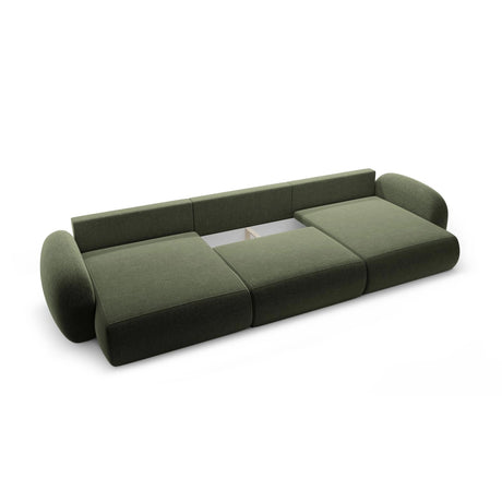 Tonale 5-Sitzer Panorama Sofa aus Chenille in Grün (Eden 12 Olive), Beine in Schwarzes Plastik, 362x149x88 cm von Cosmopolitan Design – Bild 5