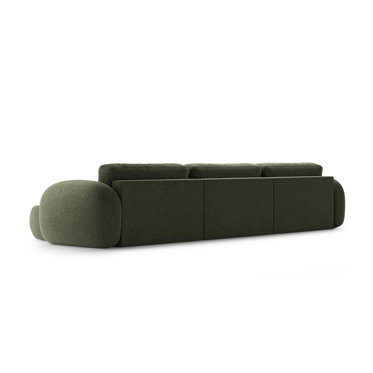 Tonale 5-Sitzer Panorama Sofa aus Chenille in Grün (Eden 12 Olive), Beine in Schwarzes Plastik, 362x149x88 cm von Cosmopolitan Design – Bild 6