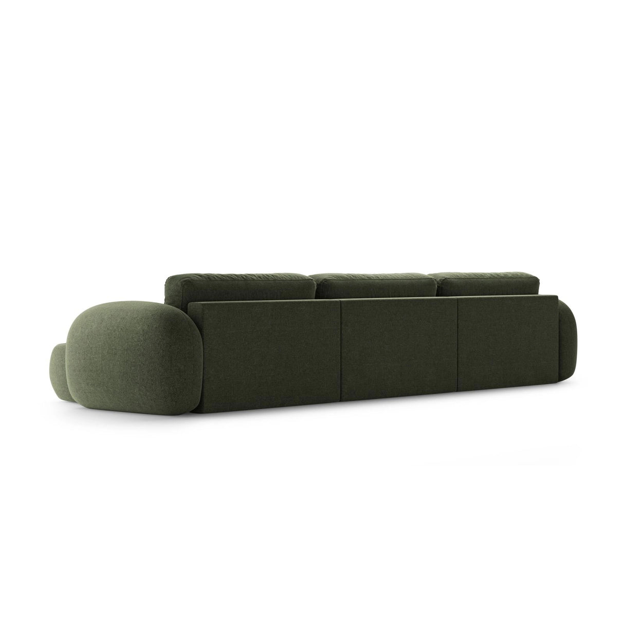 Tonale 5-Sitzer Panorama Sofa aus Chenille in Grün (Eden 12 Olive), Beine in Schwarzes Plastik, 362x149x88 cm von Cosmopolitan Design – Bild 6