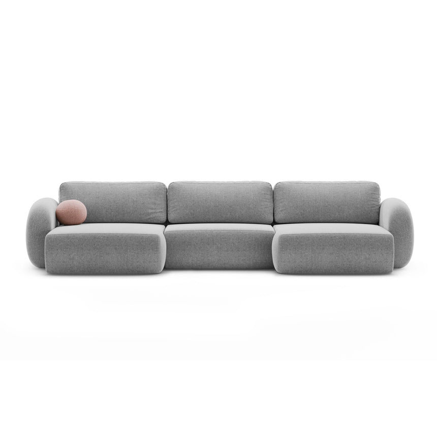 Tonale 5-Sitzer Panorama Sofa aus Chenille in Hellgrau (Eden 18 Grey), Beine in Schwarzes Plastik, 362x149x88 cm von Cosmopolitan Design – Bild 1