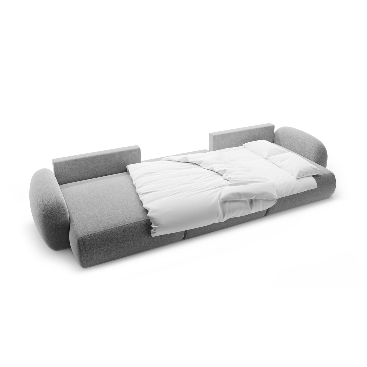 Tonale 5-Sitzer Panorama Sofa aus Chenille in Hellgrau (Eden 18 Grey), Beine in Schwarzes Plastik, 362x149x88 cm von Cosmopolitan Design – Bild 4
