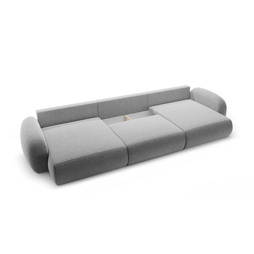 Tonale 5-Sitzer Panorama Sofa aus Chenille in Hellgrau (Eden 18 Grey), Beine in Schwarzes Plastik, 362x149x88 cm von Cosmopolitan Design – Bild 5