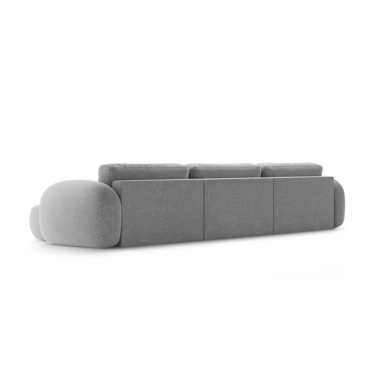 Tonale 5-Sitzer Panorama Sofa aus Chenille in Hellgrau (Eden 18 Grey), Beine in Schwarzes Plastik, 362x149x88 cm von Cosmopolitan Design – Bild 6