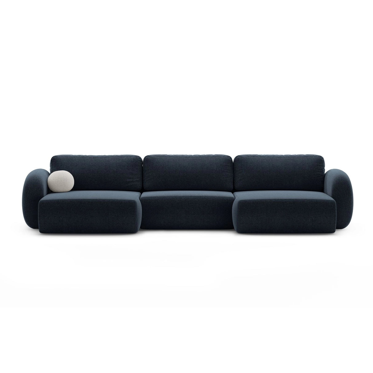 Tonale 5-Sitzer Panorama Sofa aus Chenille in Marineblau (Eden 16 Deep Blue), Beine in Schwarzes Plastik, 362x149x88 cm von Cosmopolitan Design – Bild 1