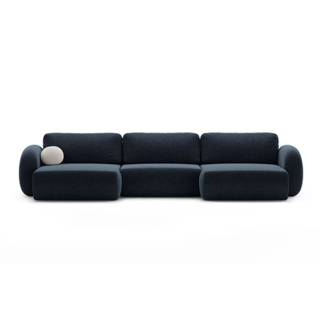 Tonale 5-Sitzer Panorama Sofa aus Chenille in Marineblau (Eden 16 Deep Blue), Beine in Schwarzes Plastik, 362x149x88 cm von Cosmopolitan Design – Bild 1