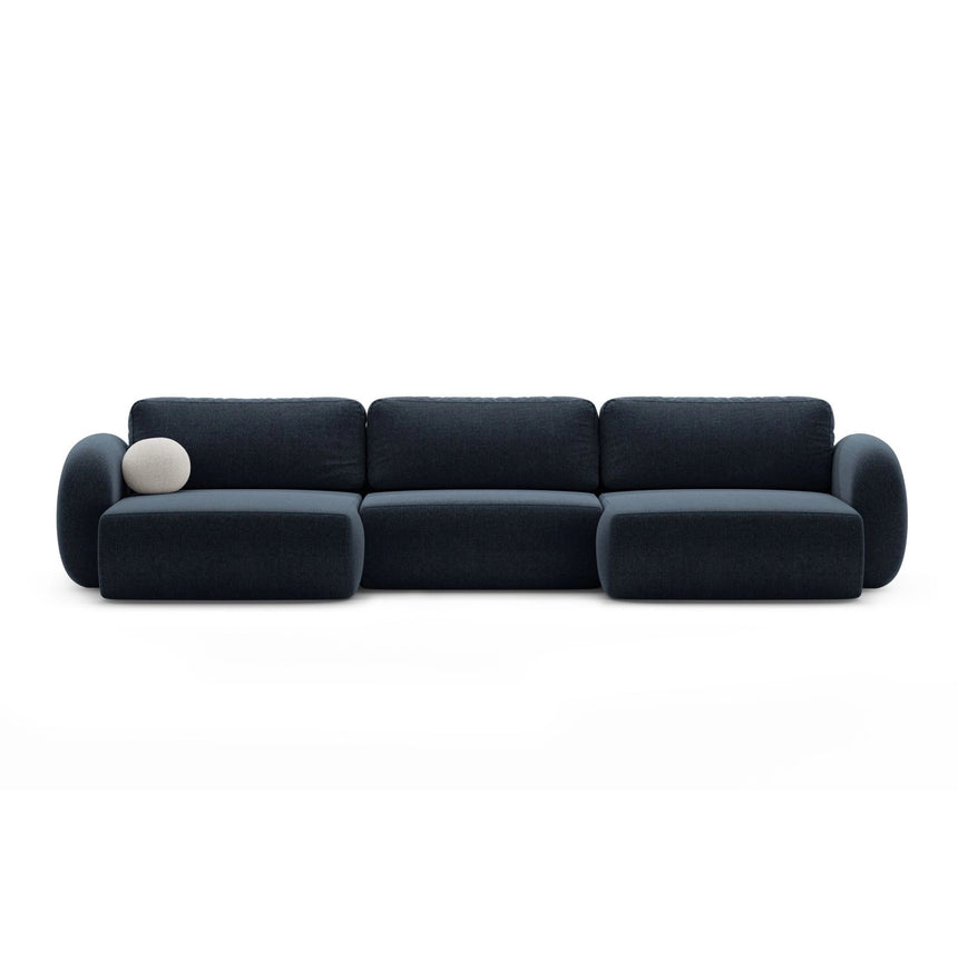 Tonale 5-Sitzer Panorama Sofa aus Chenille in Marineblau (Eden 16 Deep Blue), Beine in Schwarzes Plastik, 362x149x88 cm von Cosmopolitan Design – Bild 1