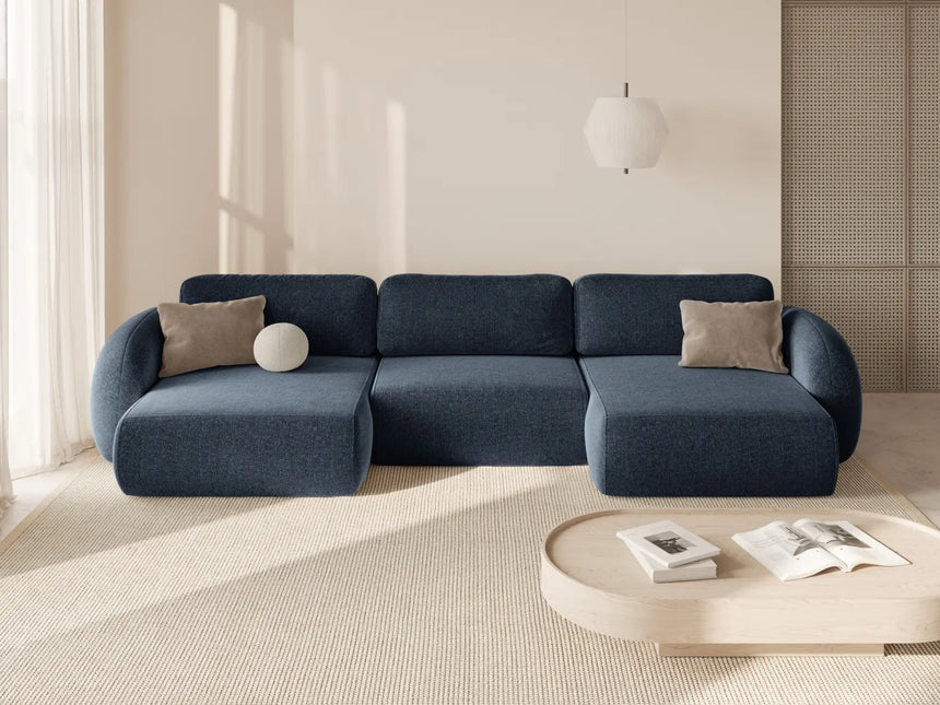 Tonale 5-Sitzer Panorama Sofa aus Chenille in Marineblau (Eden 16 Deep Blue), Beine in Schwarzes Plastik, 362x149x88 cm von Cosmopolitan Design – Bild 2