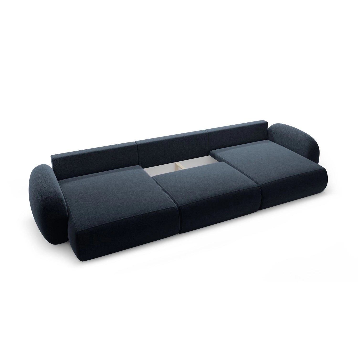 Tonale 5-Sitzer Panorama Sofa aus Chenille in Marineblau (Eden 16 Deep Blue), Beine in Schwarzes Plastik, 362x149x88 cm von Cosmopolitan Design – Bild 5