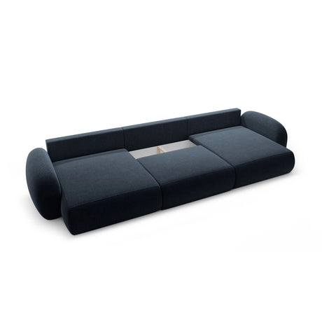 Tonale 5-Sitzer Panorama Sofa aus Chenille in Marineblau (Eden 16 Deep Blue), Beine in Schwarzes Plastik, 362x149x88 cm von Cosmopolitan Design – Bild 5