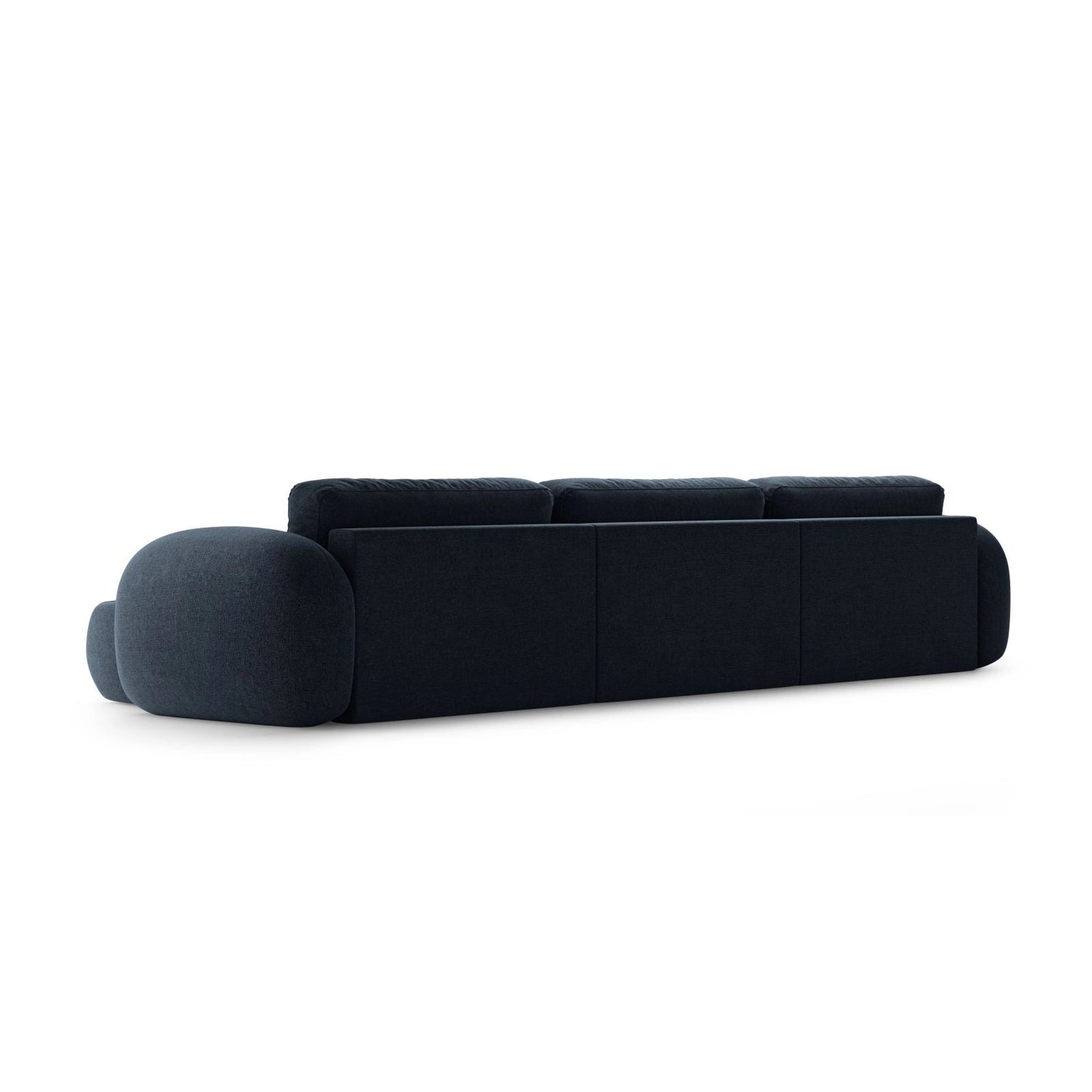 Tonale 5-Sitzer Panorama Sofa aus Chenille in Marineblau (Eden 16 Deep Blue), Beine in Schwarzes Plastik, 362x149x88 cm von Cosmopolitan Design – Bild 6