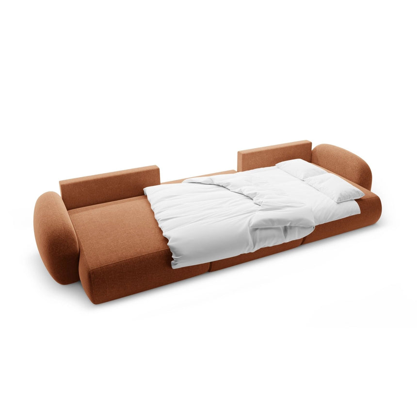 Tonale 5-Sitzer Panorama Sofa aus Chenille in Ziegelstein (Eden 10 Terra), Beine in Schwarzes Plastik, 362x149x88 cm von Cosmopolitan Design – Bild 4