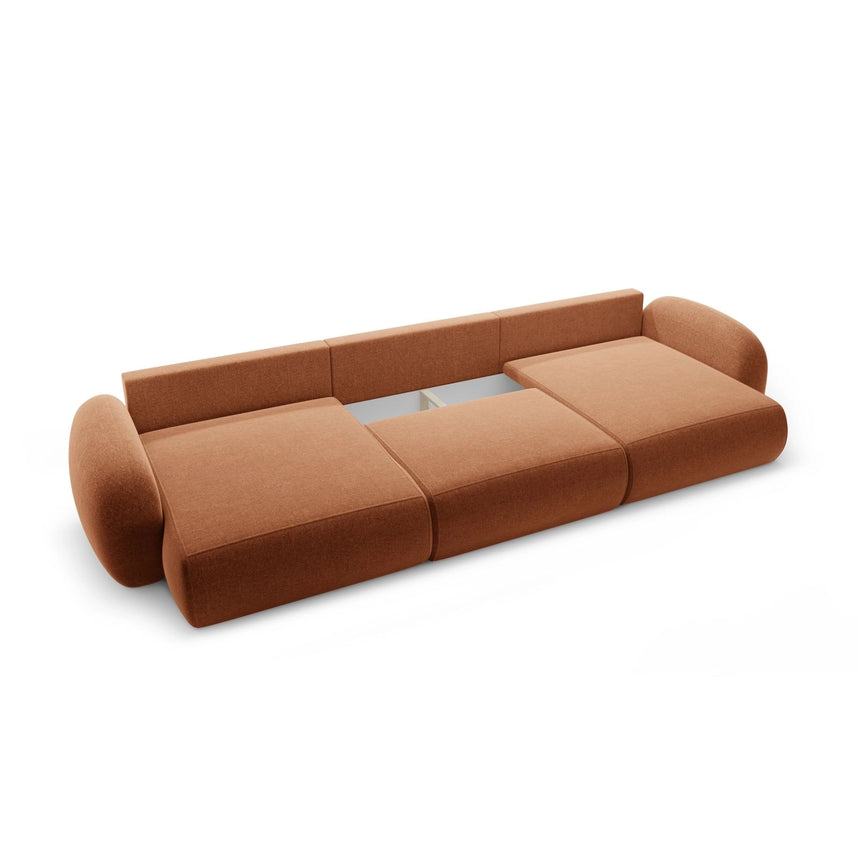 Tonale 5-Sitzer Panorama Sofa aus Chenille in Ziegelstein (Eden 10 Terra), Beine in Schwarzes Plastik, 362x149x88 cm von Cosmopolitan Design – Bild 5