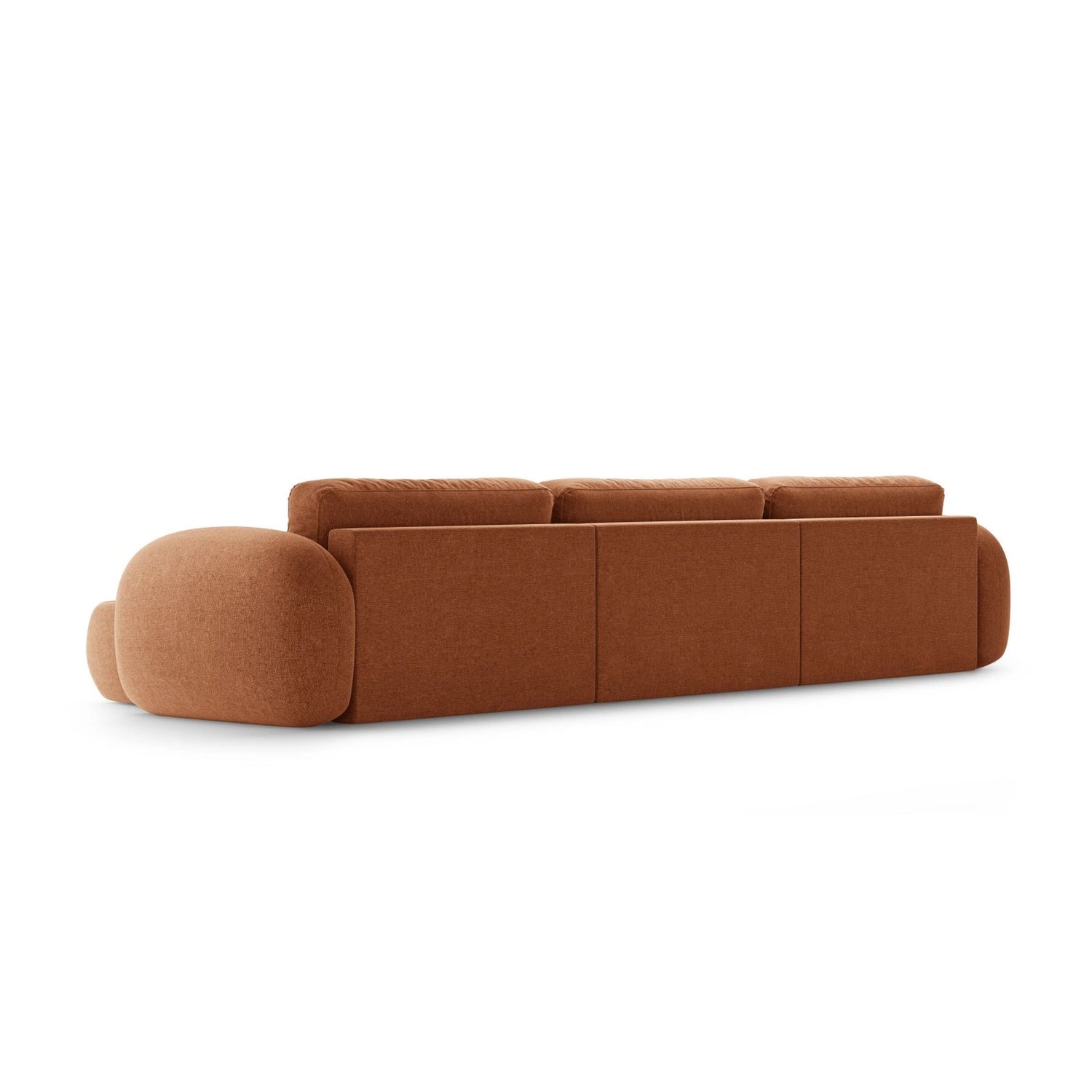 Tonale 5-Sitzer Panorama Sofa aus Chenille in Ziegelstein (Eden 10 Terra), Beine in Schwarzes Plastik, 362x149x88 cm von Cosmopolitan Design – Bild 6