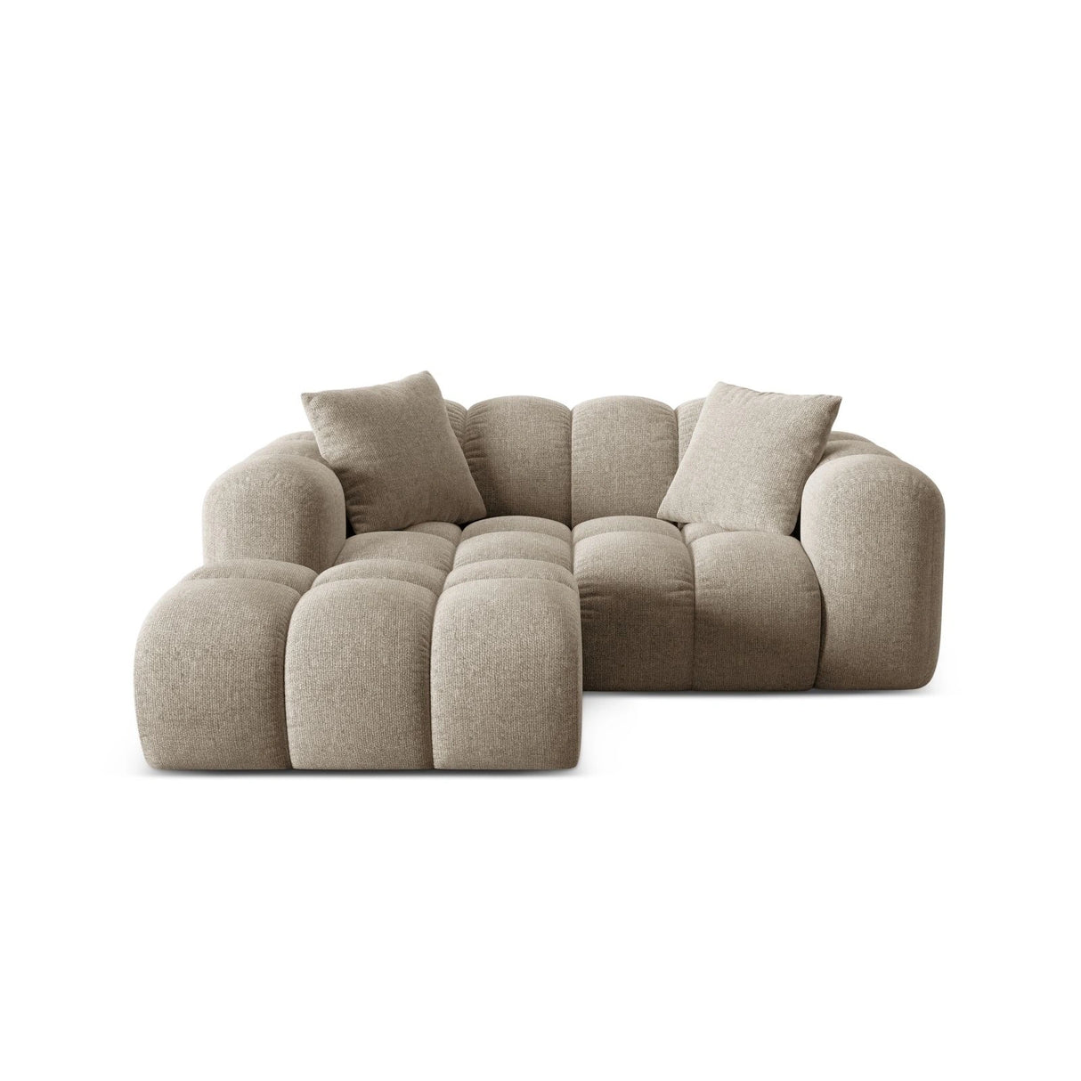 Treno 2-Sitzer Ecksofa, Linke Seite, aus Chenille in Dunkelbeige (Eden 4 Beige), 180x164 cm von Cosmopolitan Design – Bild 1