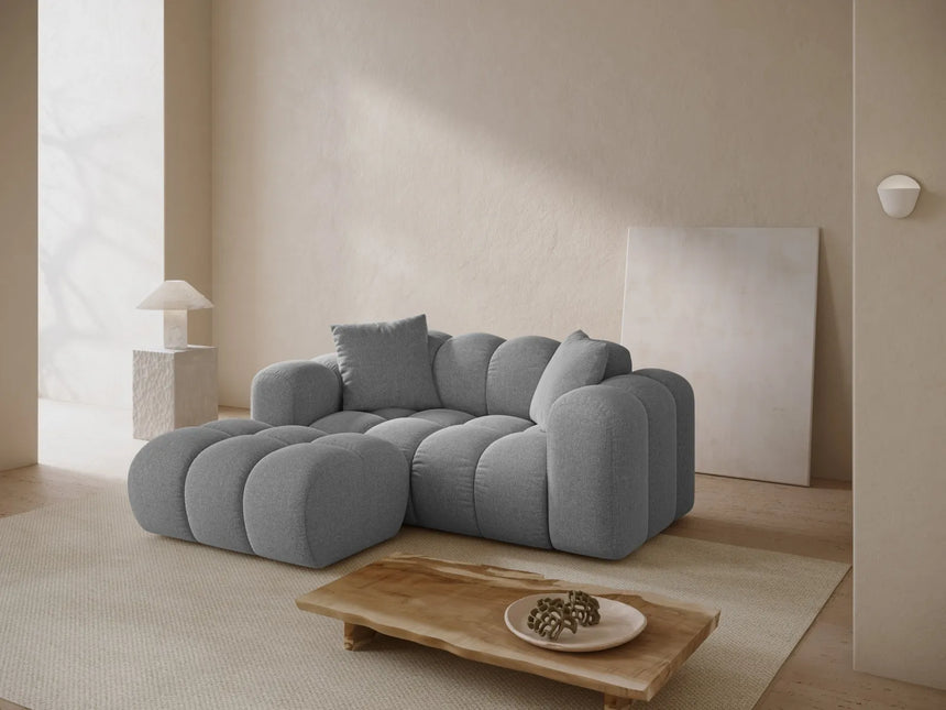 Treno 2-Sitzer Ecksofa, Linke Seite, aus Chenille in Hellgrau (Eden 18 Grey), 180x164 cm von Cosmopolitan Design – Bild 2