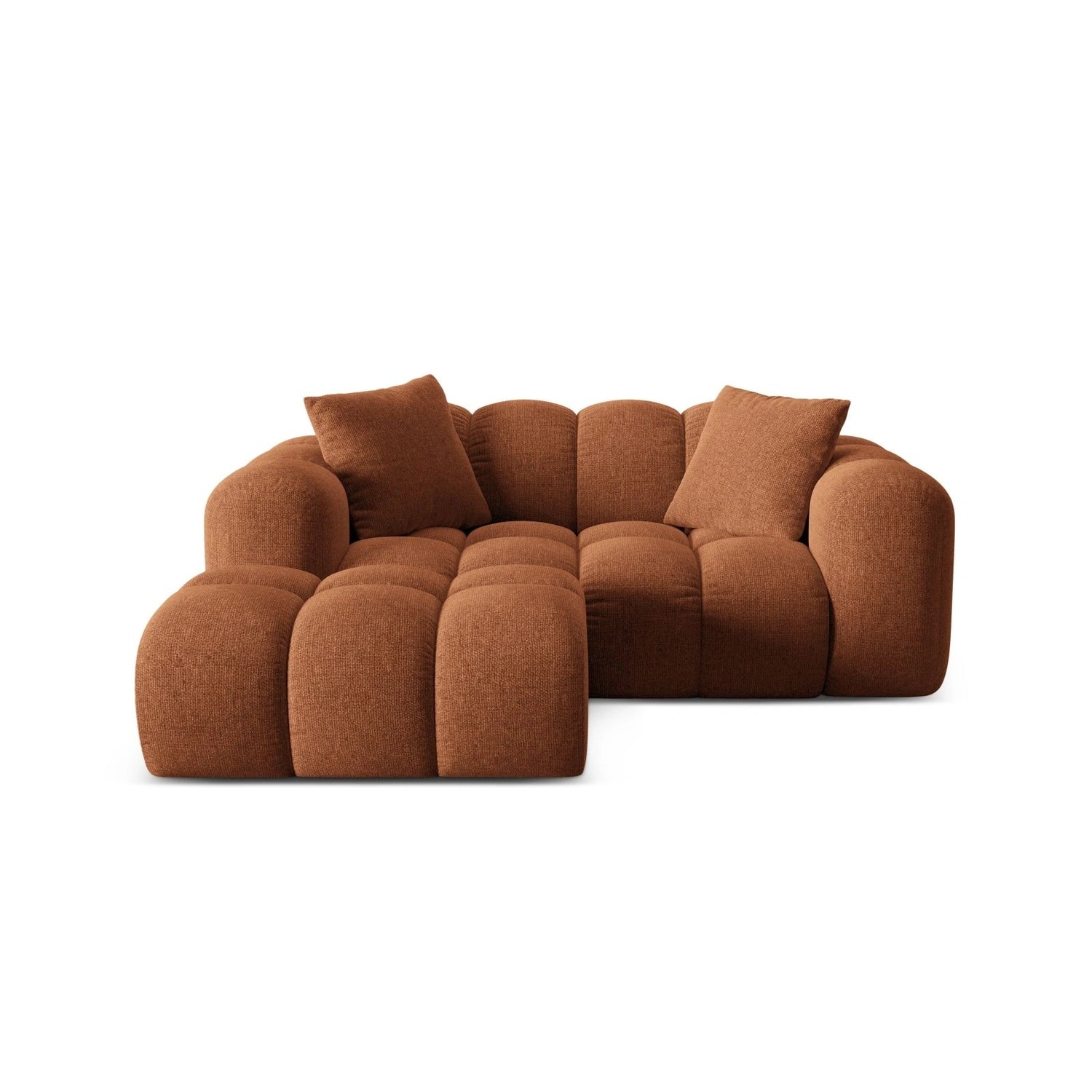 Treno 2-Sitzer Ecksofa, Linke Seite, aus Chenille in Ziegel (Eden 10 Terra), 180x164 cm von Cosmopolitan Design – Bild 1