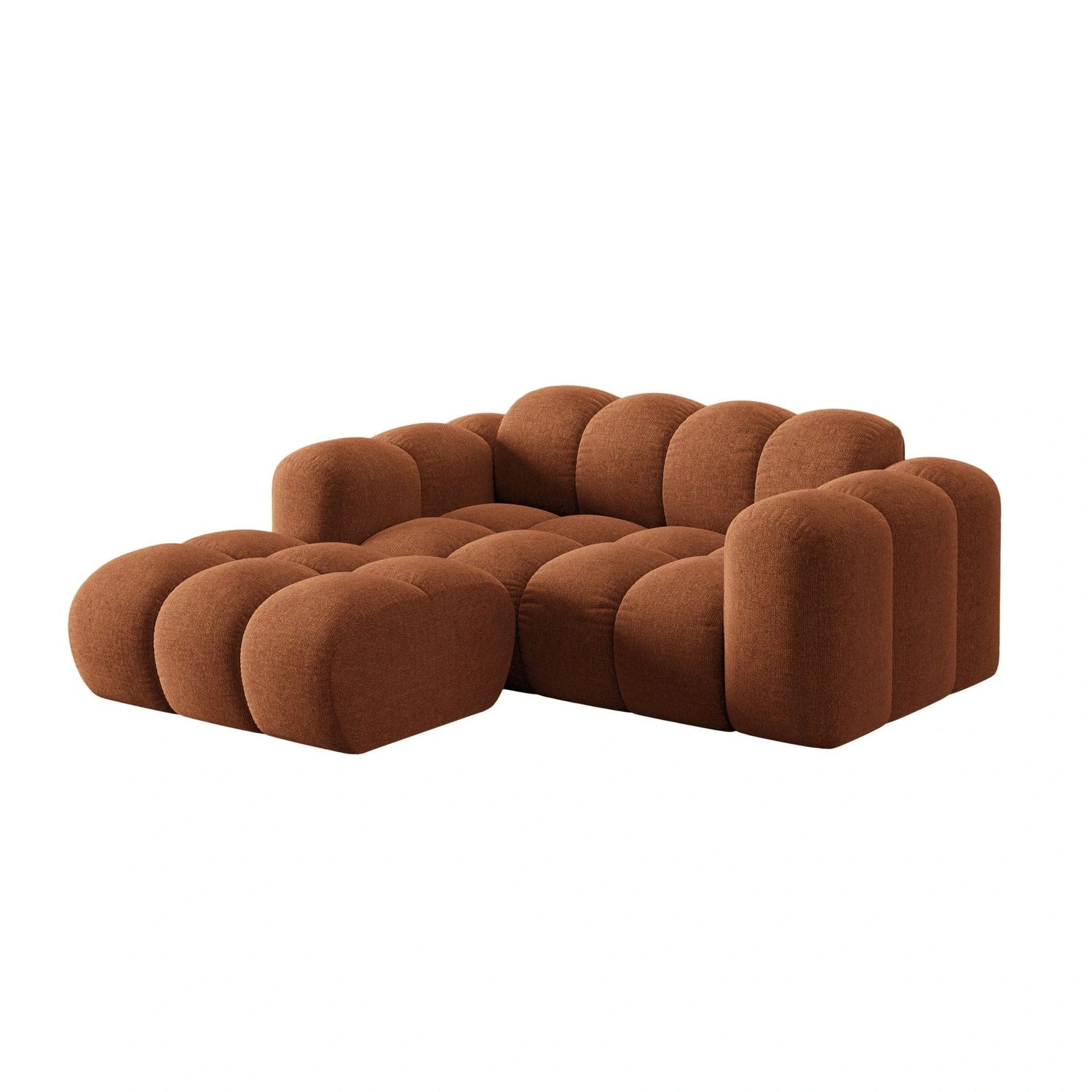 Treno 2-Sitzer Ecksofa, Linke Seite, aus Chenille in Ziegel (Eden 10 Terra), 180x164 cm von Cosmopolitan Design – Bild 4