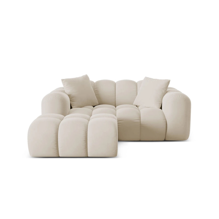 Treno 2-Sitzer Ecksofa, Linke Seite, aus Samt in Dunkelbeige (Bluvel 30), 180x164 cm von Cosmopolitan Design – Bild 1