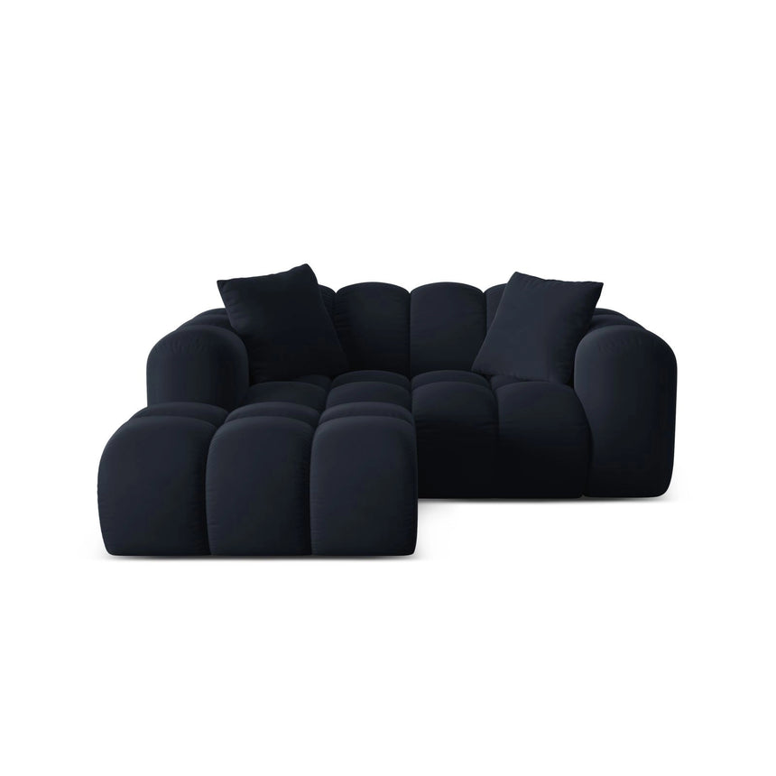 Treno 2-Sitzer Ecksofa, Linke Seite, aus Samt in Dunkelblau (Bluvel 89), 180x164 cm von Cosmopolitan Design – Bild 1