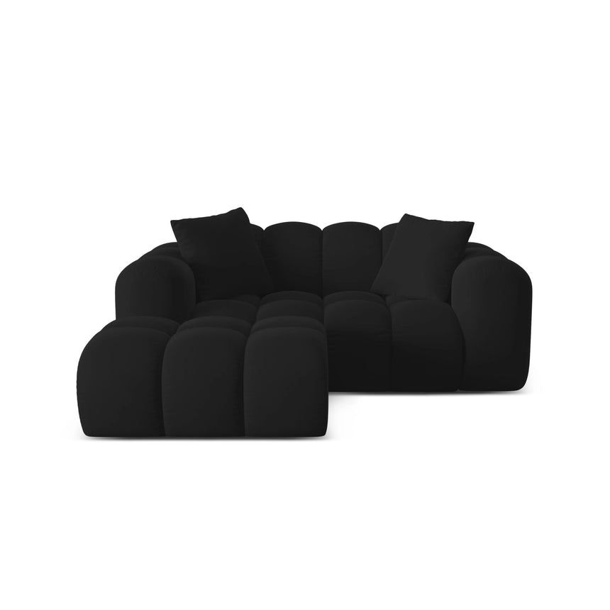 Treno 2-Sitzer Ecksofa, Linke Seite, aus Samt in Schwarz (Bluvel 19), 180x164 cm von Cosmopolitan Design – Bild 1
